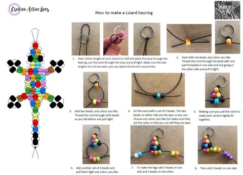 How To Make a Cute Lizard Bead Keyring - Creative Active Lives